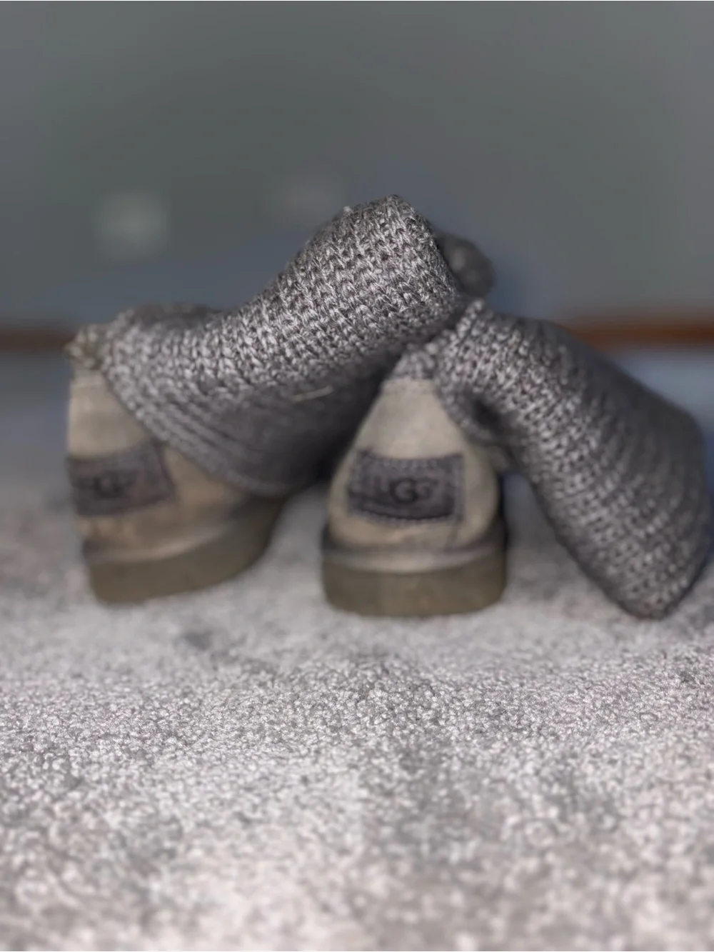 UGG gray Knit Slip-Ons with Fold-Over Cuff